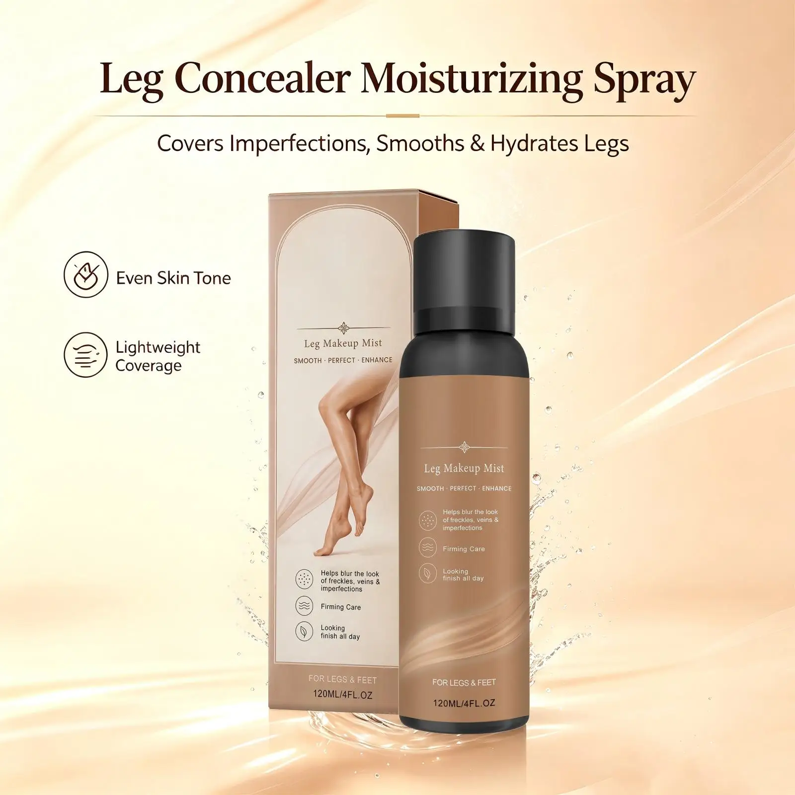 Leg Makeup Mist for Covering Leg Flaw Spots Even Skin Tone Long Lasting Leg Makeup Waterproof Body Makeup Spray for Legs Feet