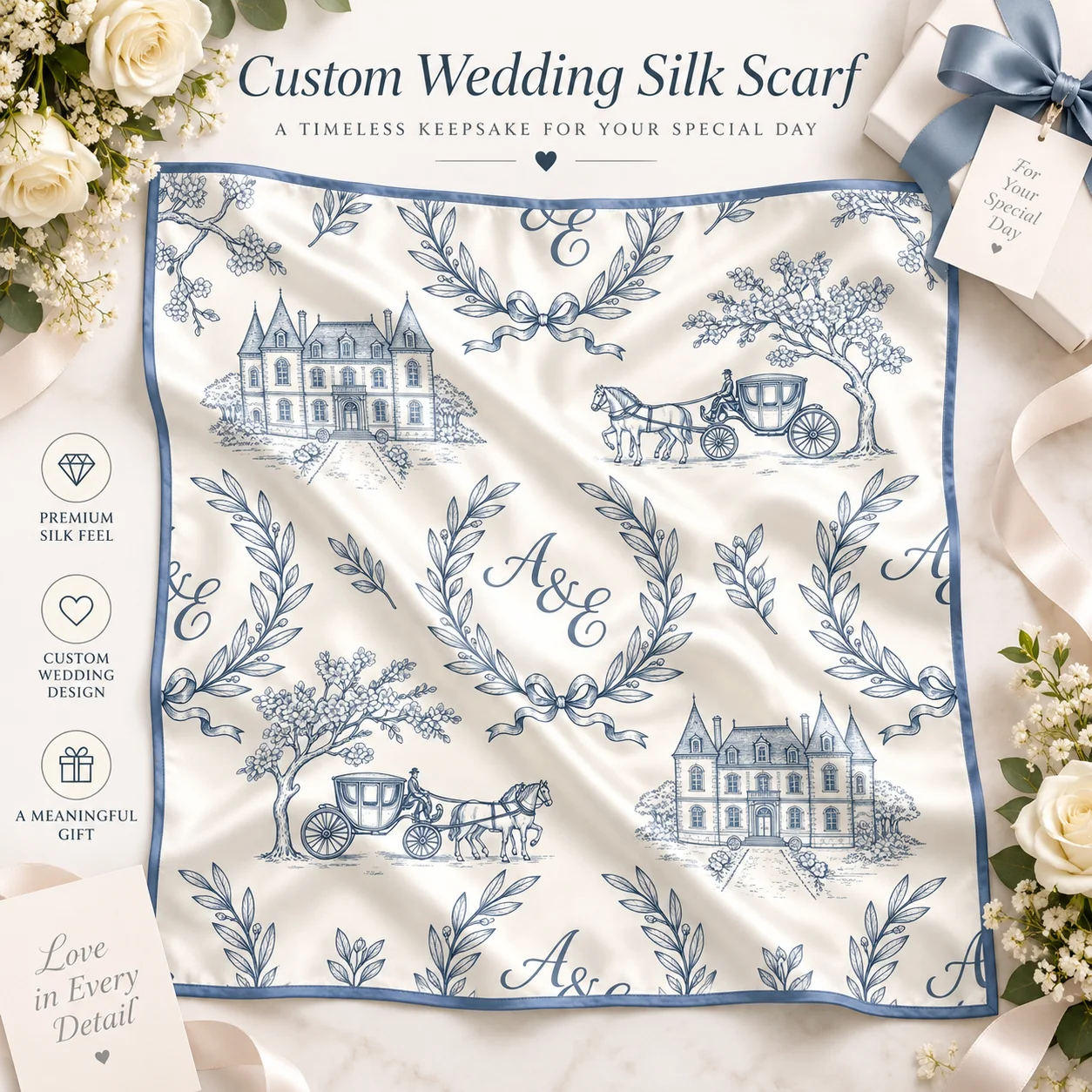 Custom 50pcs Wedding Scarves Personalized Bridal Bridesmaid Gifts Luxury Wedding Favors Party Keepsake Bulk Set Custom Name Date