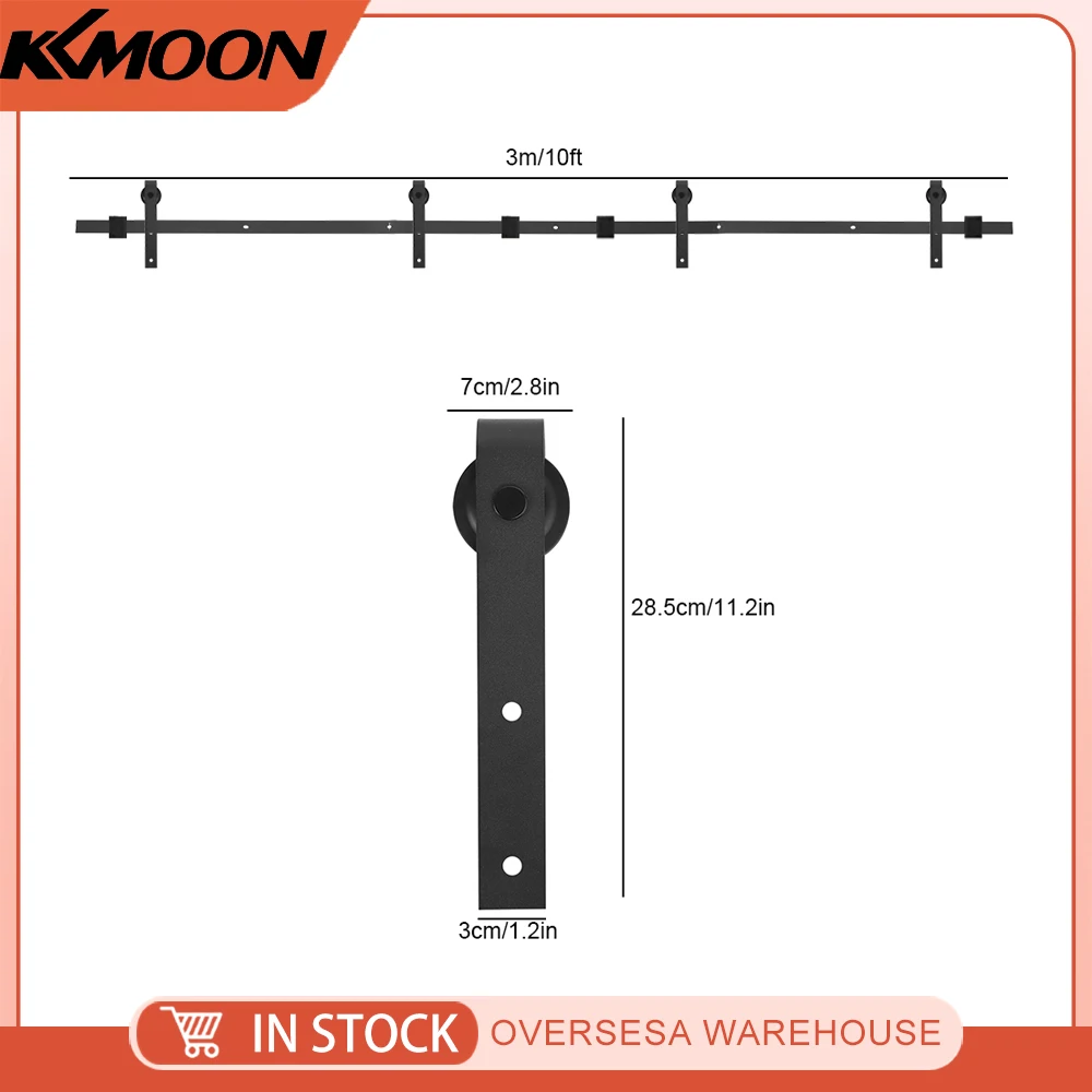 10FT Double Door Splicing Regular Carbon Steel Barn Door Hanging Rail