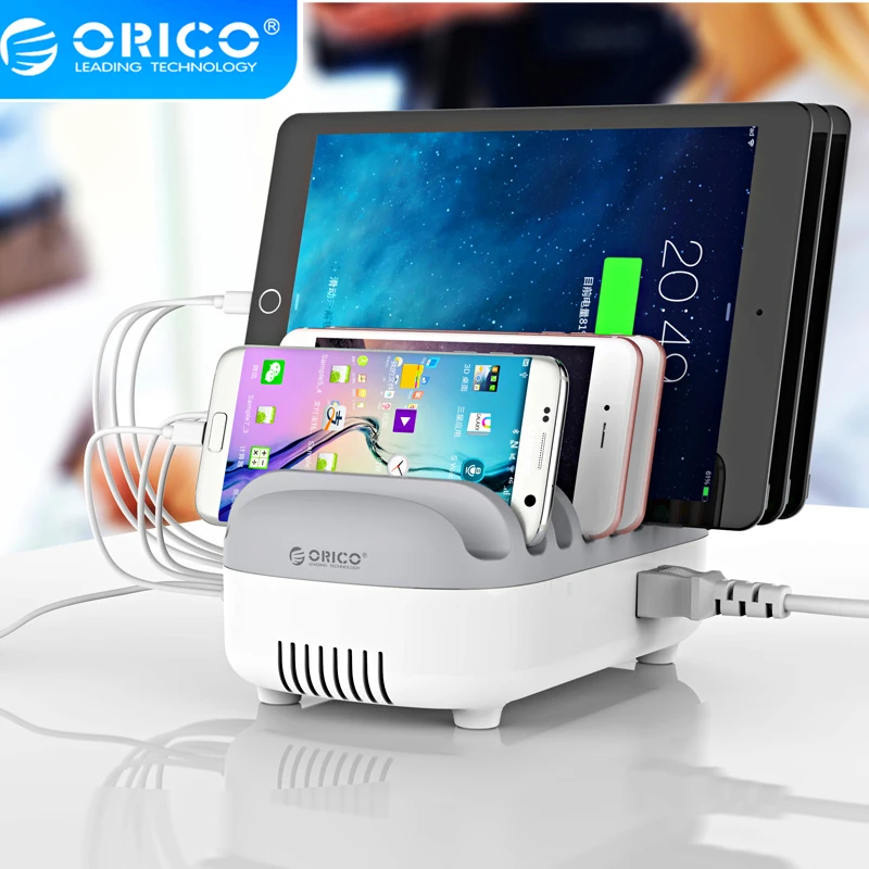 

ORICO 10 Ports USB Charging Station 120W 5V 2.4A Charging Dock 10 Free Cables for iPhone Samsung Xiaomi Phone Tablet Bracket