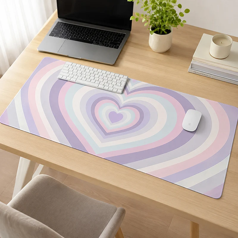 Colorful Heart Stripes Mouse Pad Gamer XL HD Custom Mousepad XXL Mechanical Keyboard Pad Non-Slip Carpet Natural Rubber Computer