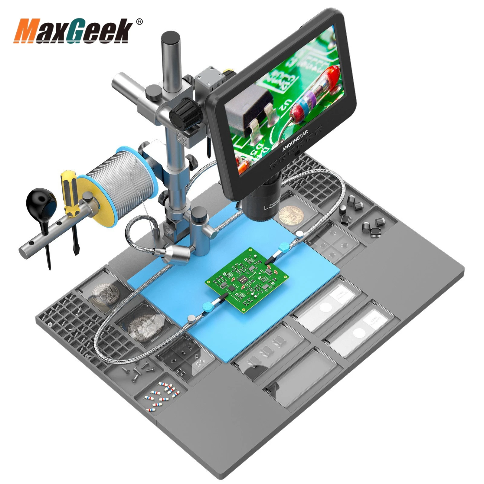 Maxgeek Andonstar AD246SM-Plus HD مجهر رقمي مع شاشة 7 بوصة لإصلاح وصيانة ثنائي الفينيل متعدد الكلور #3