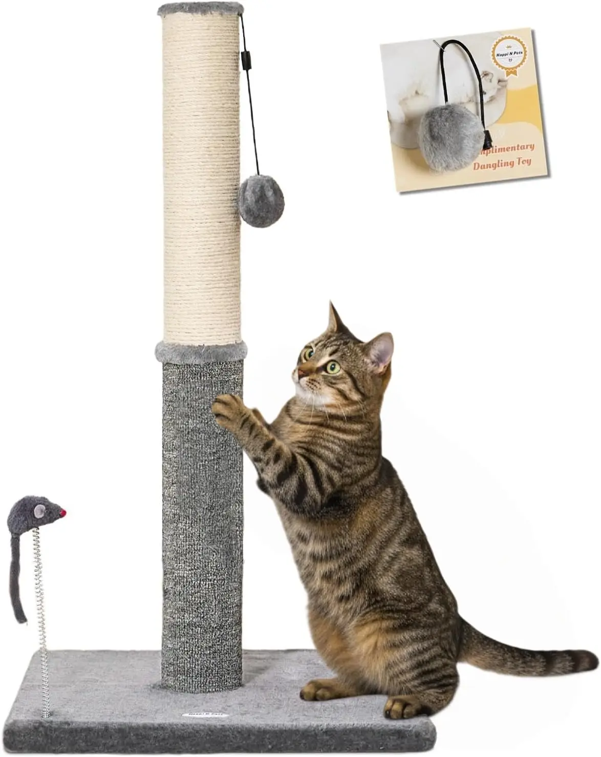 

29.5" Tall Cat Scratching Post, Cat Scratchers for Indoor Cats, Sisal Scratch Post & Carpet Post in One, Stable Cat Scra