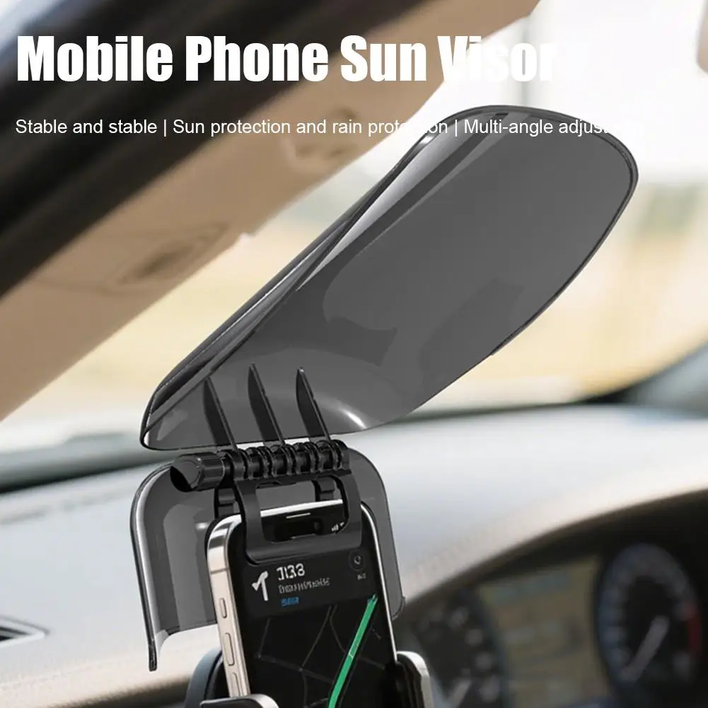 

Держатель телефона с солнцезащитным козырьком для автомобиля, регулируемый складной зажим для крепления сотового телефона с вращением, простая установка громкой связи, GPS-навигация