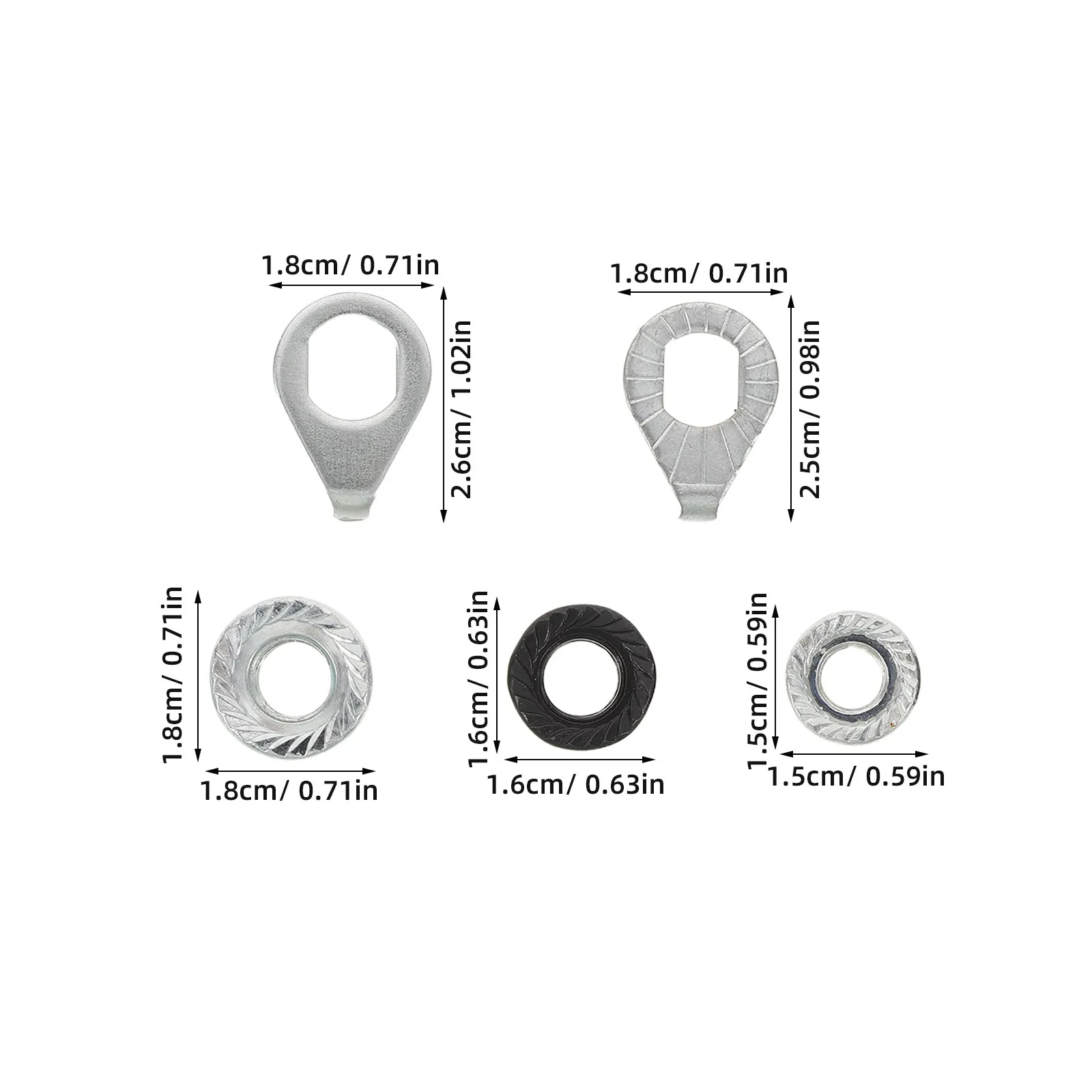 1 Set Bike Nuts and Safety Washers M8 M9.5 M10 Replacement Bicycle Wheel Nuts Anti-Rotation Tab Washer for Mountain Road Bicycle