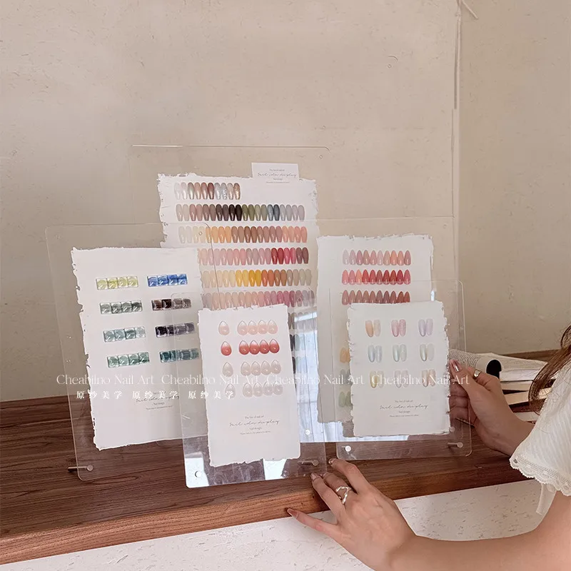 

Акриловый гель-лак для ногтей Дисплейная карта Цветовая карта с накладными кончиками Показана полка Кончики ногтей Цветная карта Дисплей для дизайна ногтей Стойка