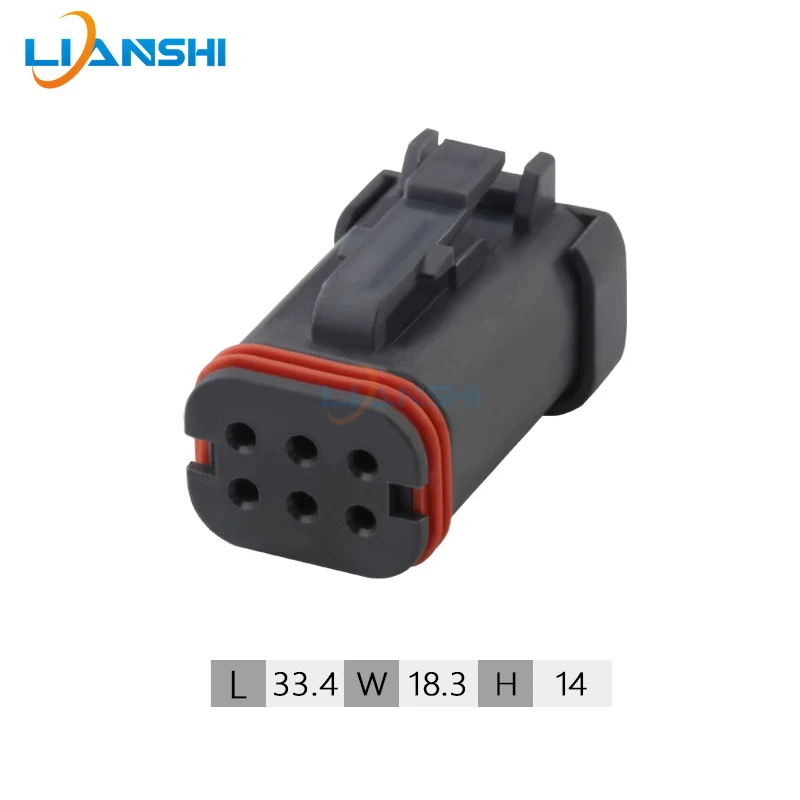 DT16-6SB-KP01 Car connector Black Deutsch type 6pin waterproof plug with terminal DJ7062X-1.5-21