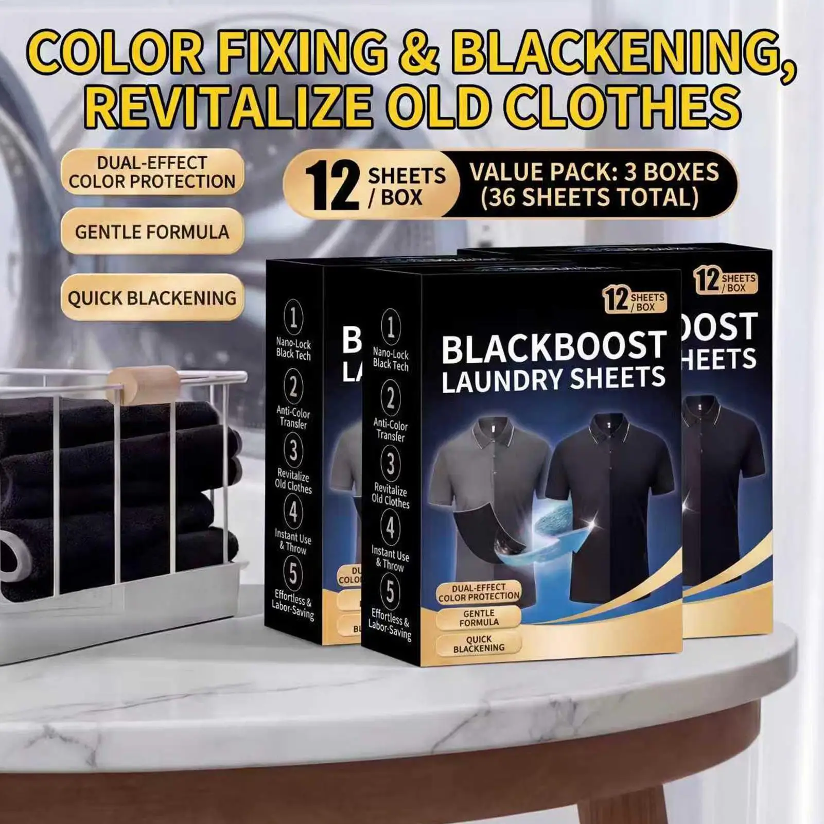 Laundry Black Color Sheets Proof Dye Trapper Paper Washing Machine Clothing Color Tablet for Dark Fabric Care Restorer Sheets