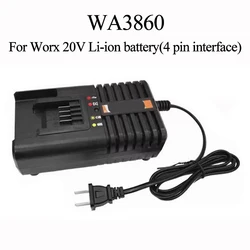 WA3860 Li-ion Battery Charger For Worx 20V WA3551 WA3572 WA3550 WA3553 WG629 WA3760 WA3880 Power Tool Accessories Parts