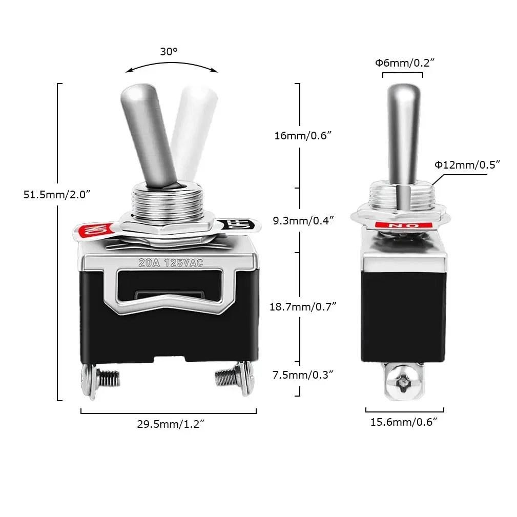 

5 шт. мини-тумблер включения/выключения - водонепроницаемые кулисные переключатели с фиксацией для автомобилей/грузовиков/лодок