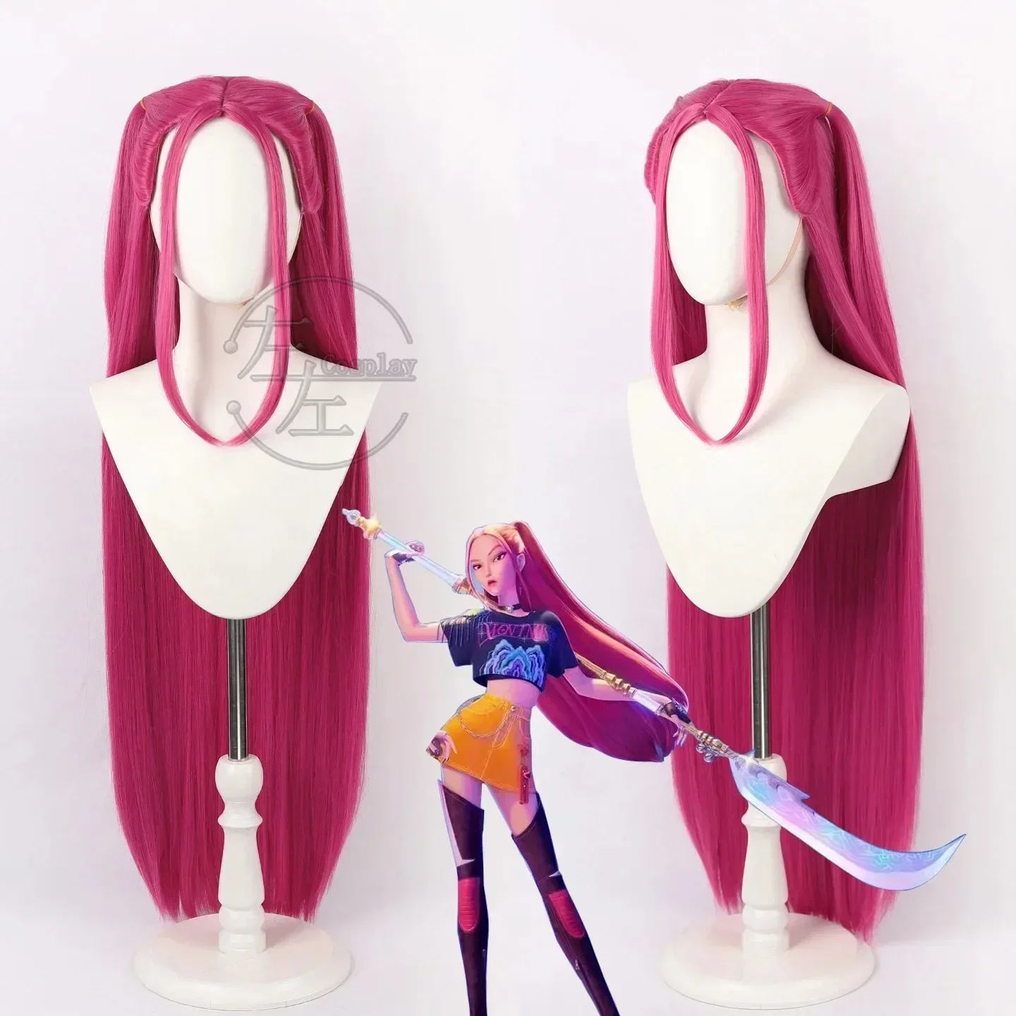 Pelucas de Cosplay KPop Demon Hunters, pelucas de Rumi Mira Zoey Huntrix, accesorios de disfraz de Halloween, accesorios de vestir de cómic de película para mujer