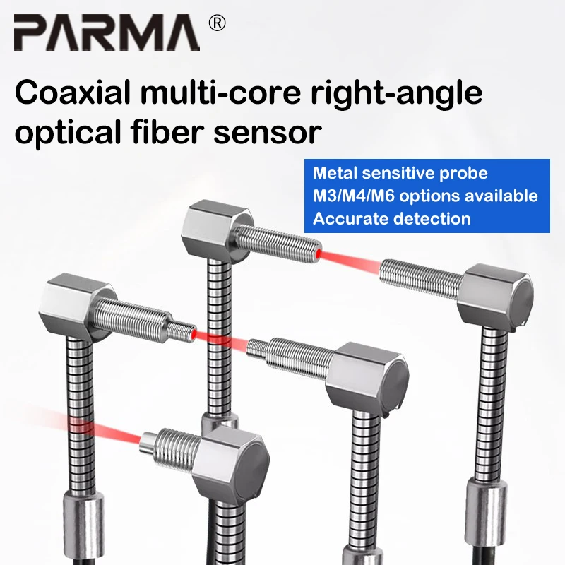 M3M4M6 Right-Angle Coaxial Multi-core Flexible-Foldable Optical Fiber Sensor Amplifier Diffuse Reflection Optical Fiber Probe