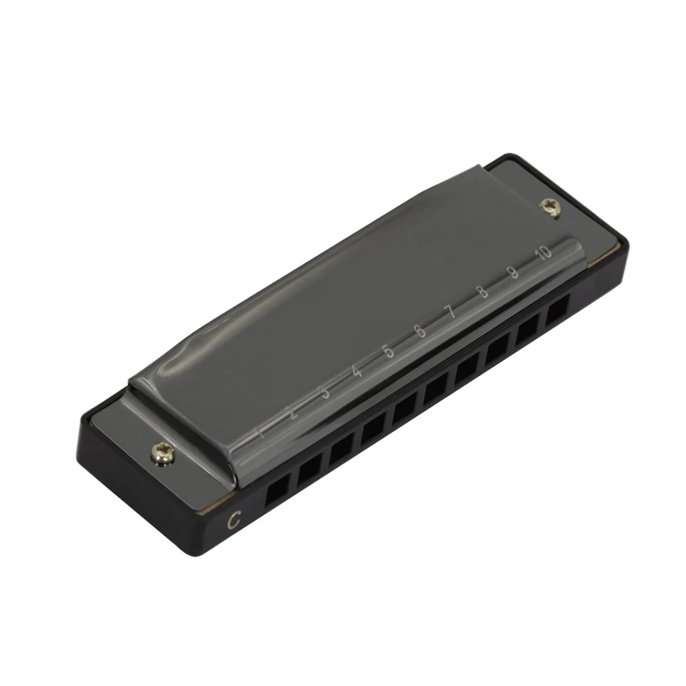 

Blues Harp 10 Holes 20 Tone Harmonica Packed With A Plastic Box Playing Instruments Small Instruments (Black with Cleansing Towe
