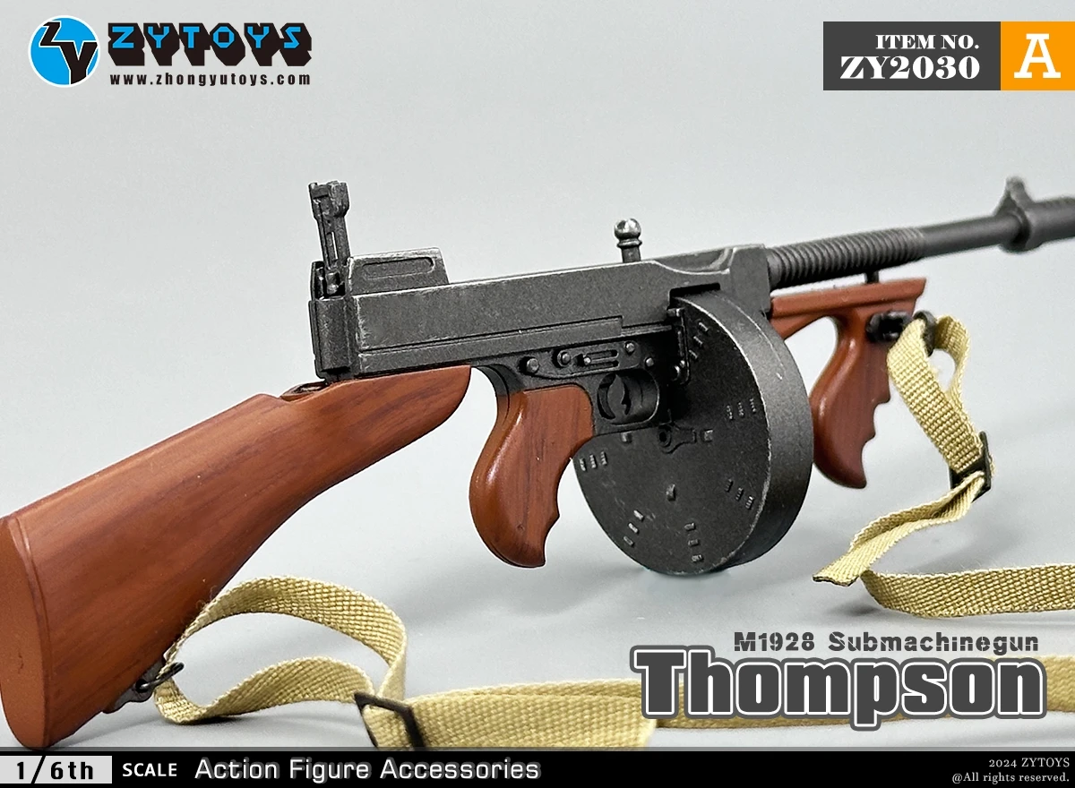 ZYTOYS-Modèle de fusil-mitraillette Thompson, collection d'armes militaires de l'armée américaine, figurine d'action, échelle 1:6, WW2, M1928, M1928A1, 12 en effet