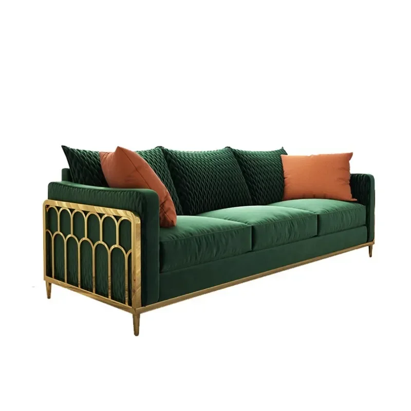 

Hot sales Hotel fabric leather segmented with stainless steel frame hotel living room sofa