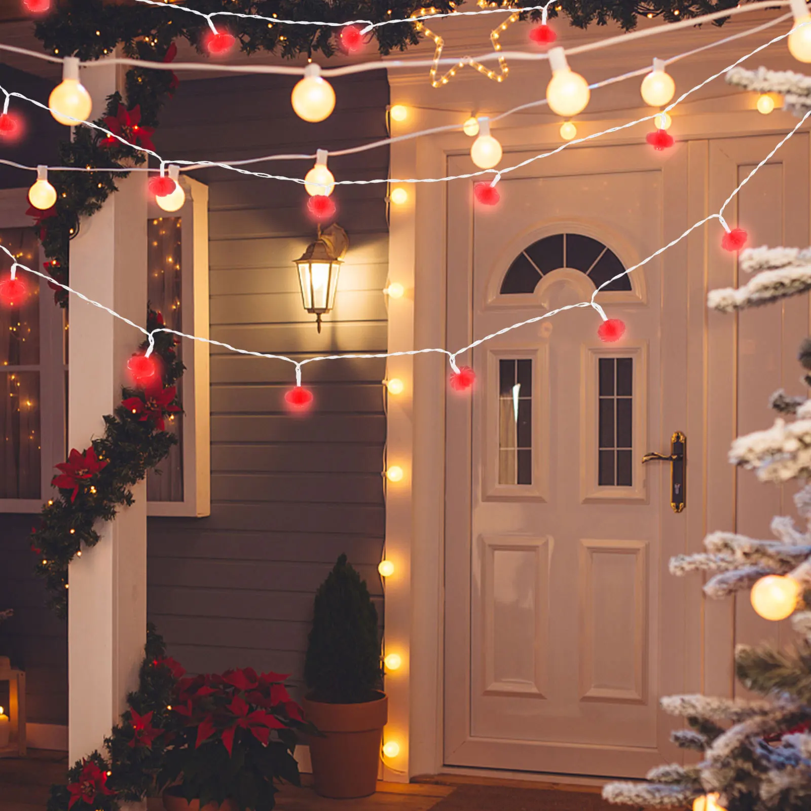 

1pc Red Lantern Led Light String Chinese Themed Decor For Party Festival Indoor Outdoor Hanging Lights New Year Decoration