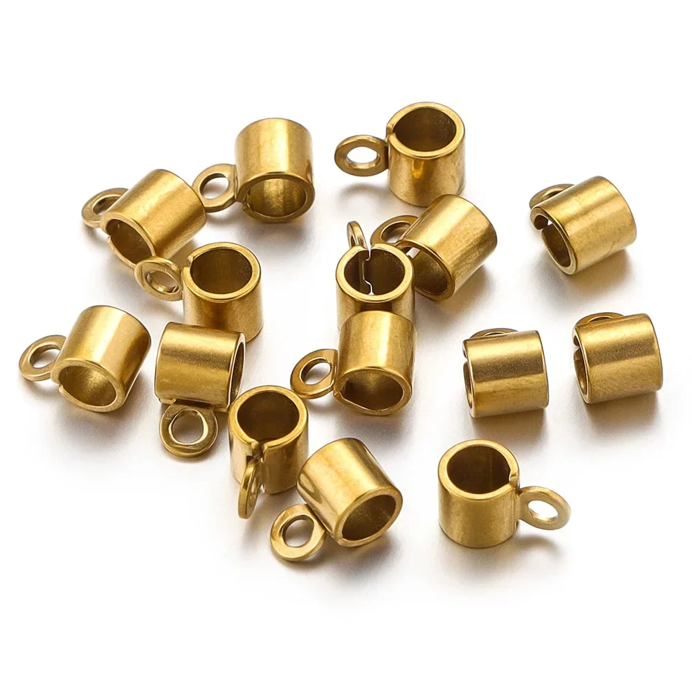 20pcs Stainless Steel Pendant Connector Gold Plated Bail Clasp Round Charm Clip Hook for DIY Bracelet Jewelry Making Supplies