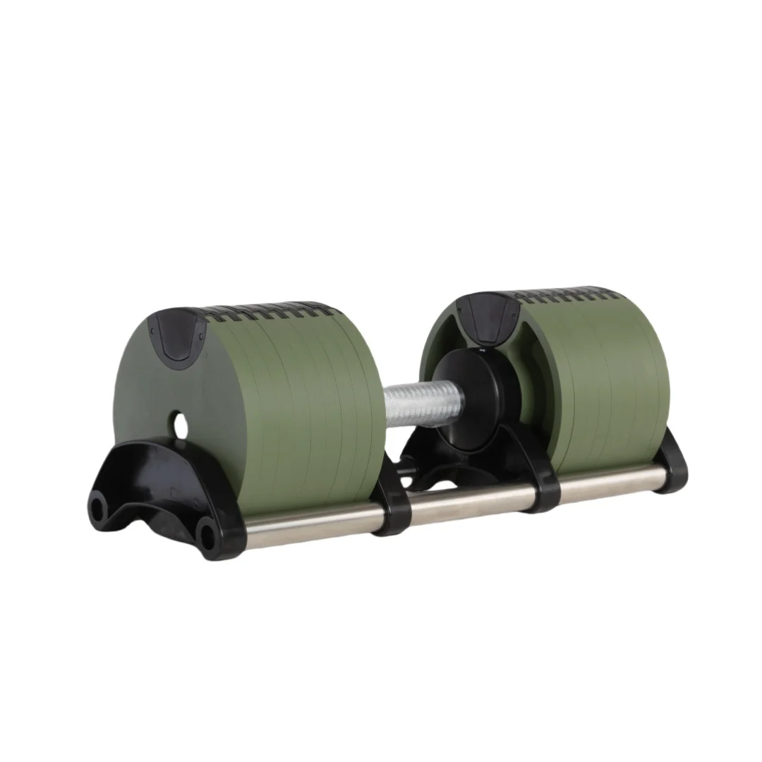 

Space-saving round adjustable dumbbells with brackets | Strength training equipment