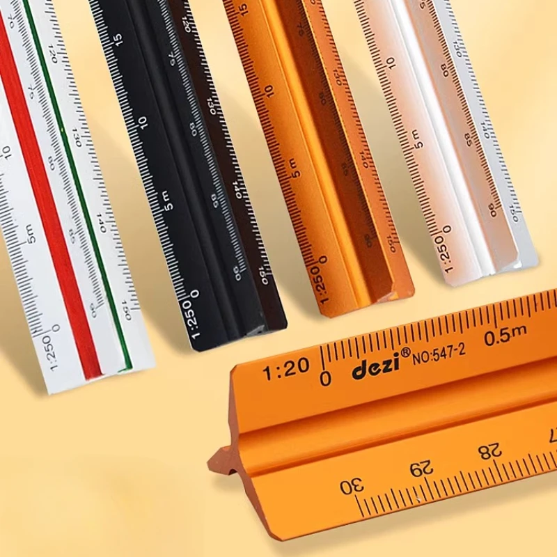 30cm 1:20-1:500 Metal Plastic Straight Ruler Metric Architect Engineer Accurate Drafting Measure Tool Triangular Scale Ruler