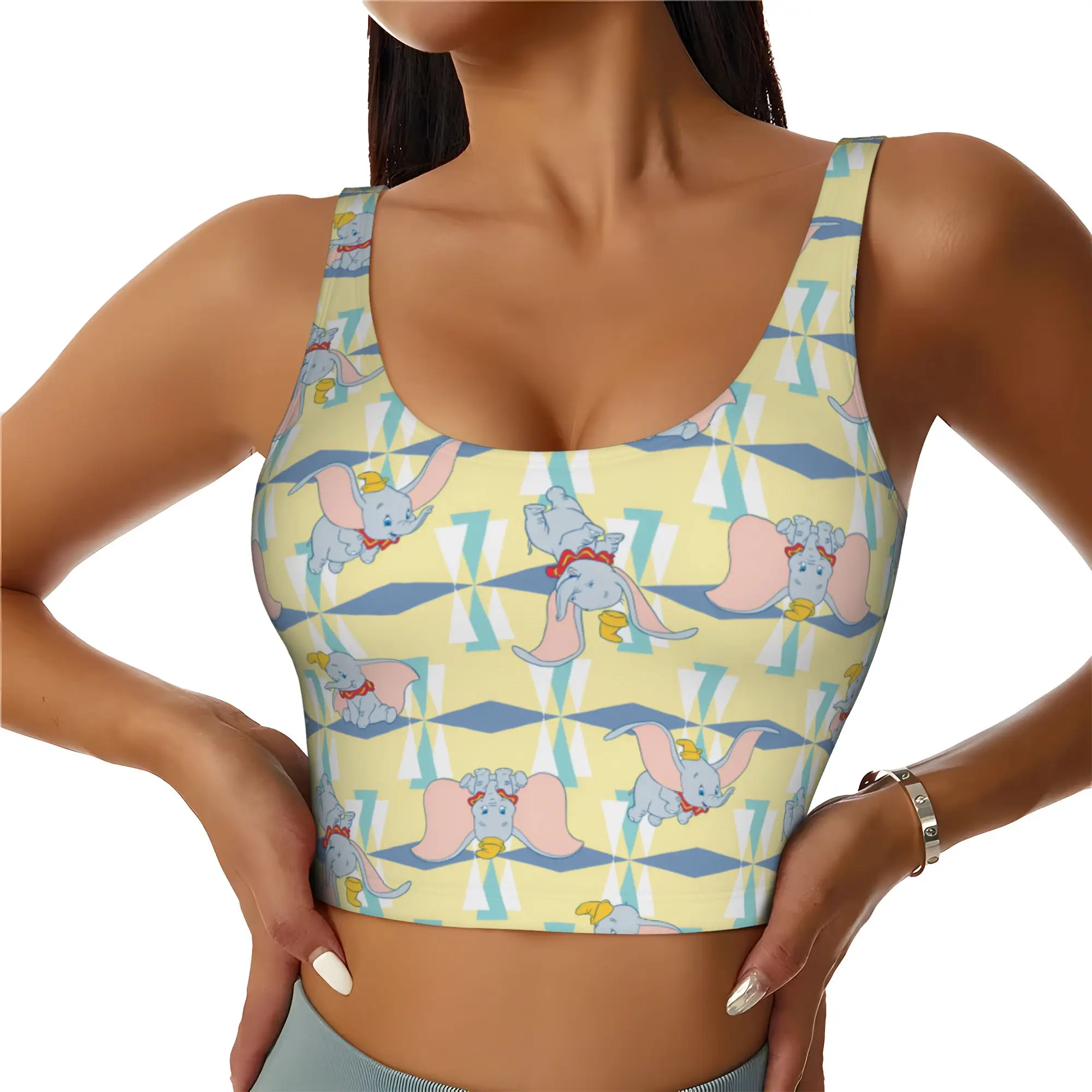 Custom D-Dumboes High Impact Sports Bras for Women Anime Elephant Seamless Workout Yoga Crop Tank Tops