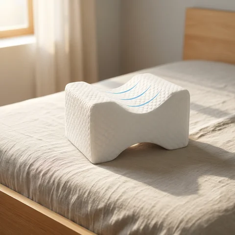 Leg Pillow, Side Pillow, Memory Foam Knee Pillow with Side Sleeping Belt, Leg Knee Pillow with Removable and Washable Cover