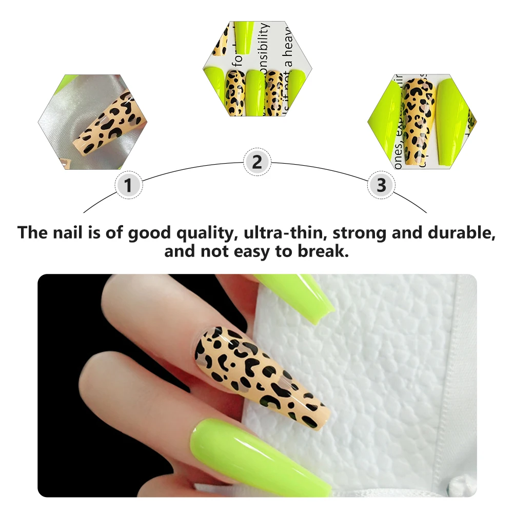 

24pcs Ballerina Fake Nails Leopard Pattern Long Press On Full Cover False Nails Women Ballet Nail Tips Durable Ultra Thin Solid