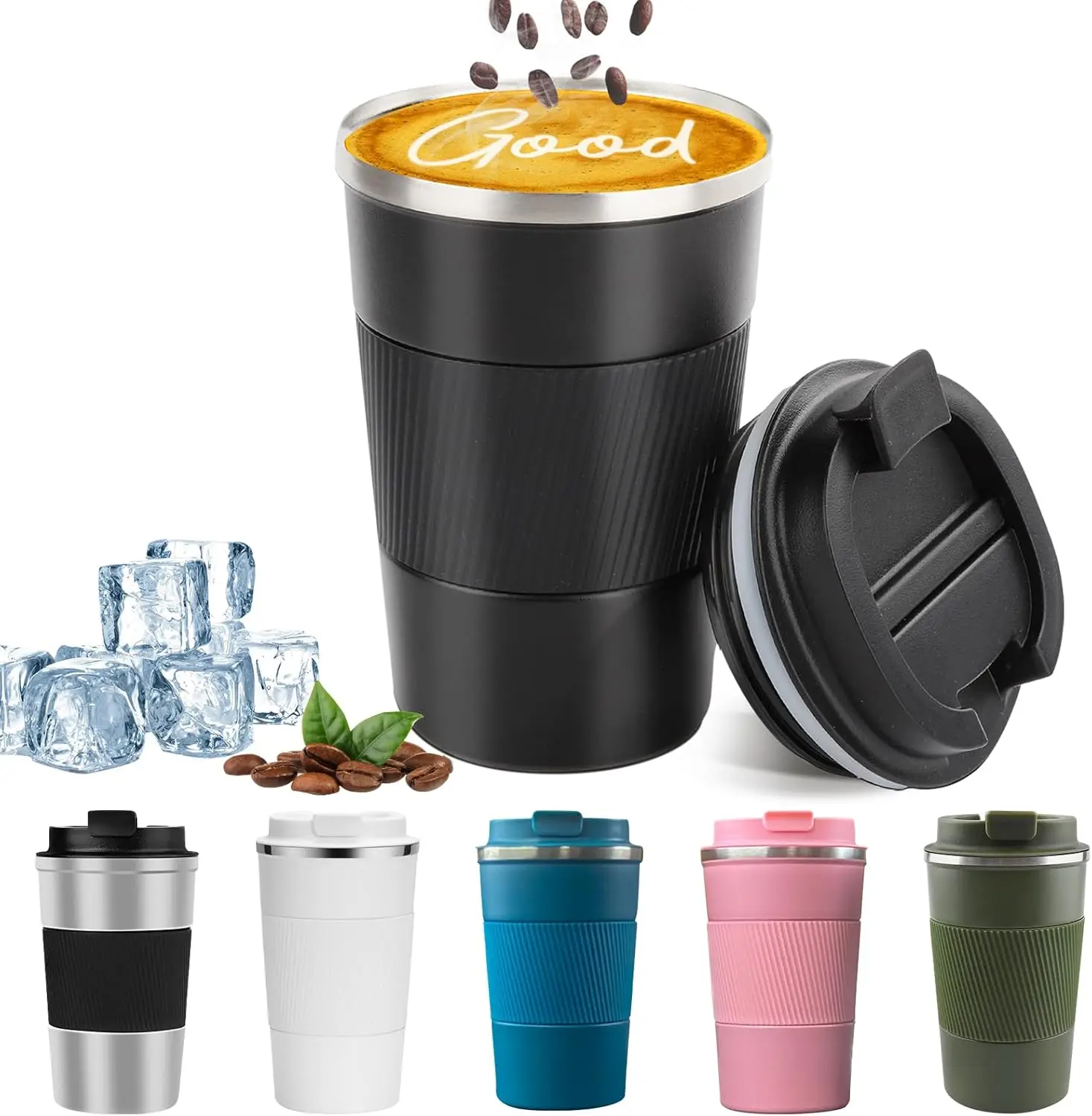

Insulated Travel Coffee Mug Spill Proof Leak Proof Pobtable To Go Camping Stainless Steel Coffee Tumbler Reusable Coffee Cups
