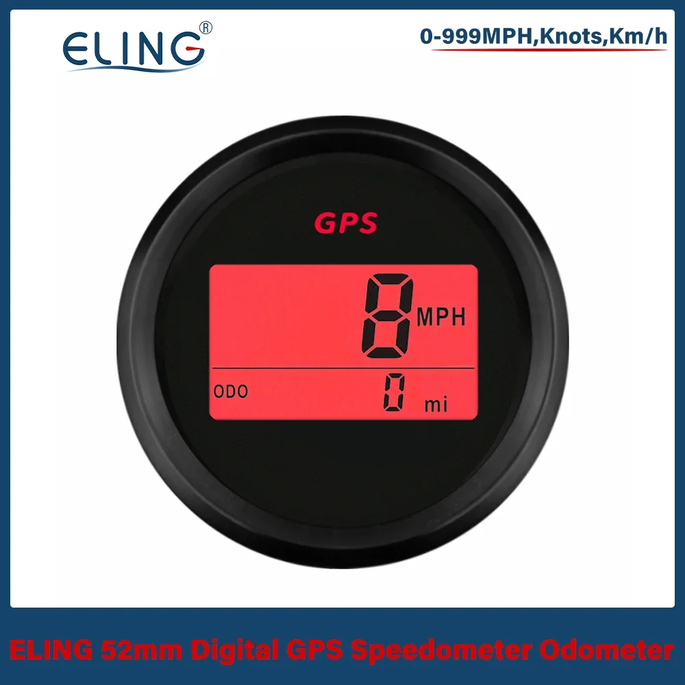 ELING Universal Warranted 52mm Digital GPS Speedometer Gauge for Car Motorcycle Boat Yacht with Red Backlight 12V 24V