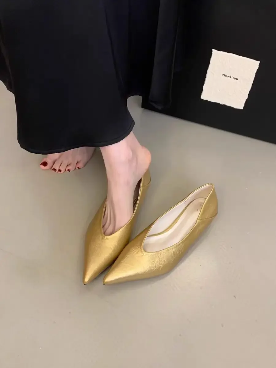 2026 Neue Marken-Damenpumps Elegante Dünne High Heels Modische Spitze Flache Slip-On Schuhe – Detail 5