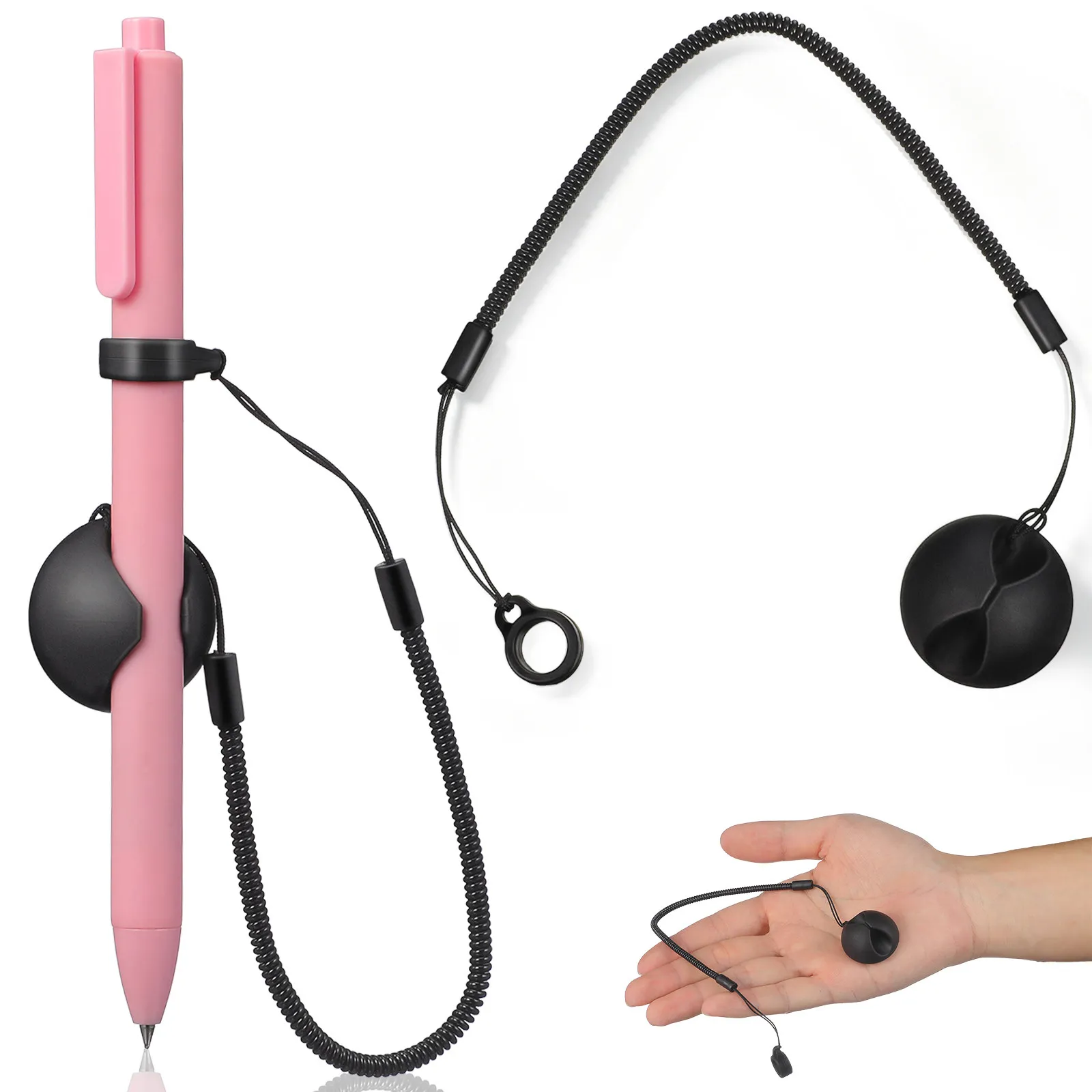 

2Pcs Retractable Stylus Lanyard Elastic Touch Pen Tether with Anti-Slip Silicone Ring for Tablet Screen Drawing Desk and Office