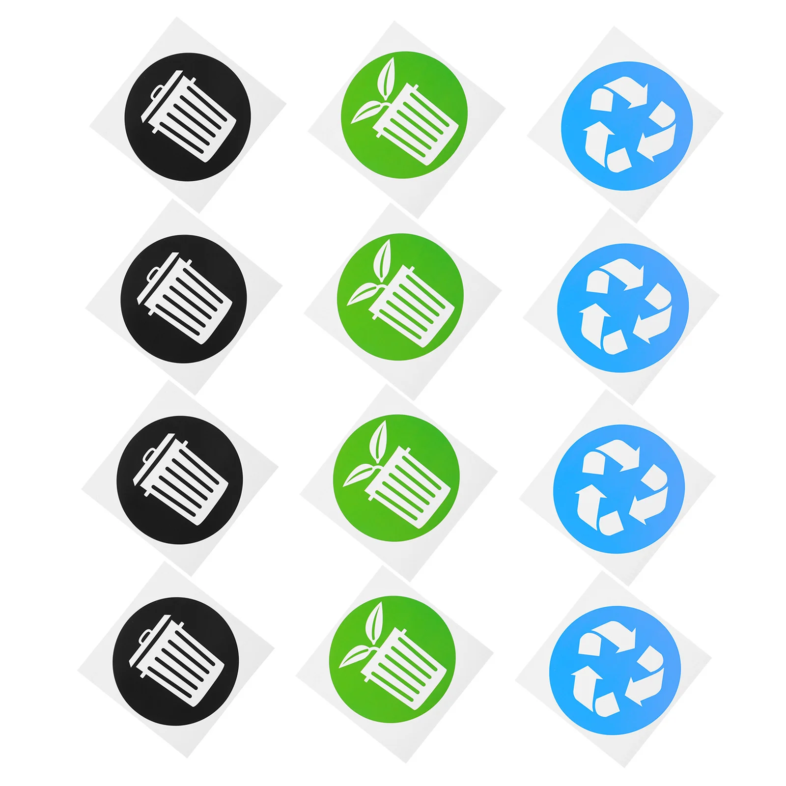 12Pcs Waste Sorting Stickers PVC Self Adhesive Removable Trash Can Recycling Labels for Garbage Bin Trash Sorting Label Sticker