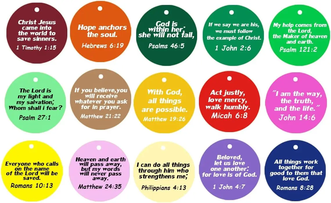 Bible Verse Kraft Tags 2 Inch Scripture Inspirational Gift Wrap Tags for Party Favors or Special Events,150 Pcs (Colorful)