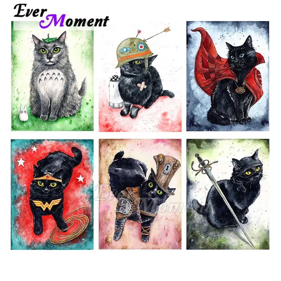 

Алмазная картина Ever Moment, кошка, женщина, украшение для спальни, холст для хранения, ремесла и швейные коллекции искусства, 5D мозаика ASF2316