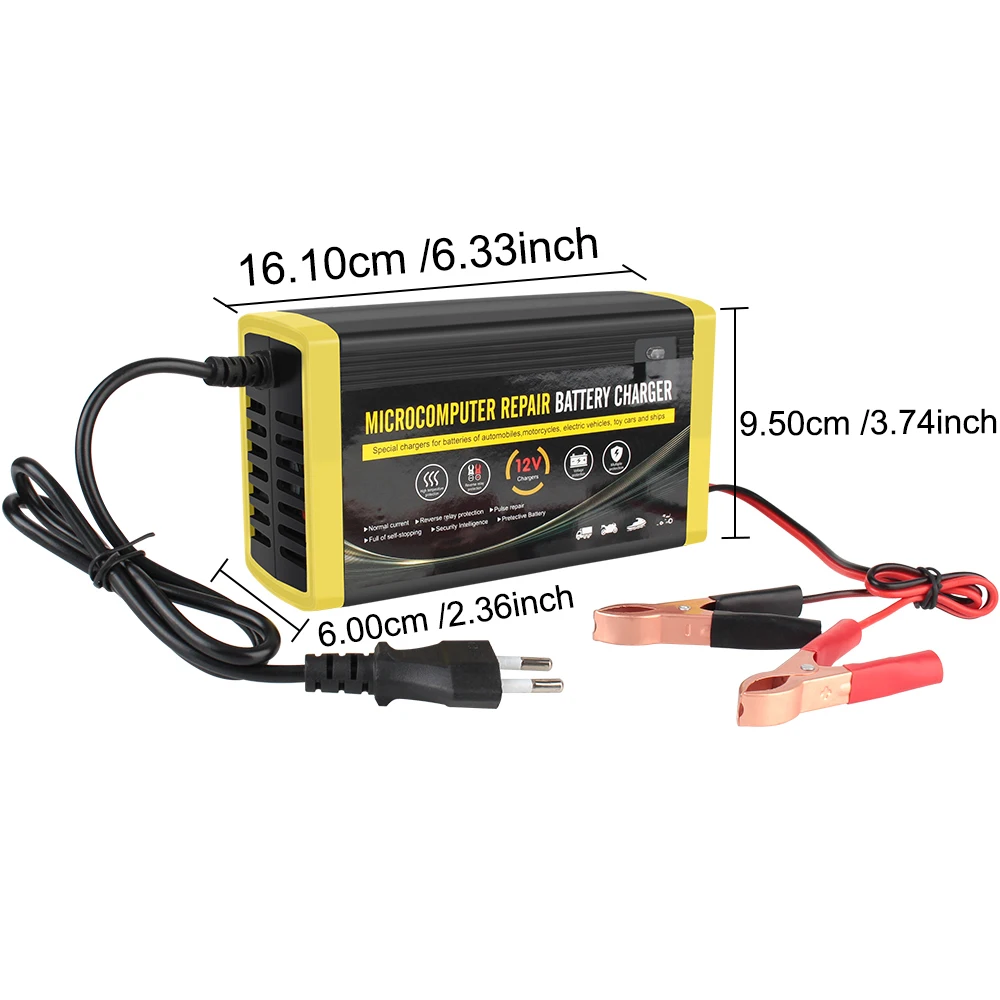 Full Automatic Power Pulse Repair Wet Dry Lead Acid Gel Charger Car Auto Battery Charger 12V 6A Quick Charge