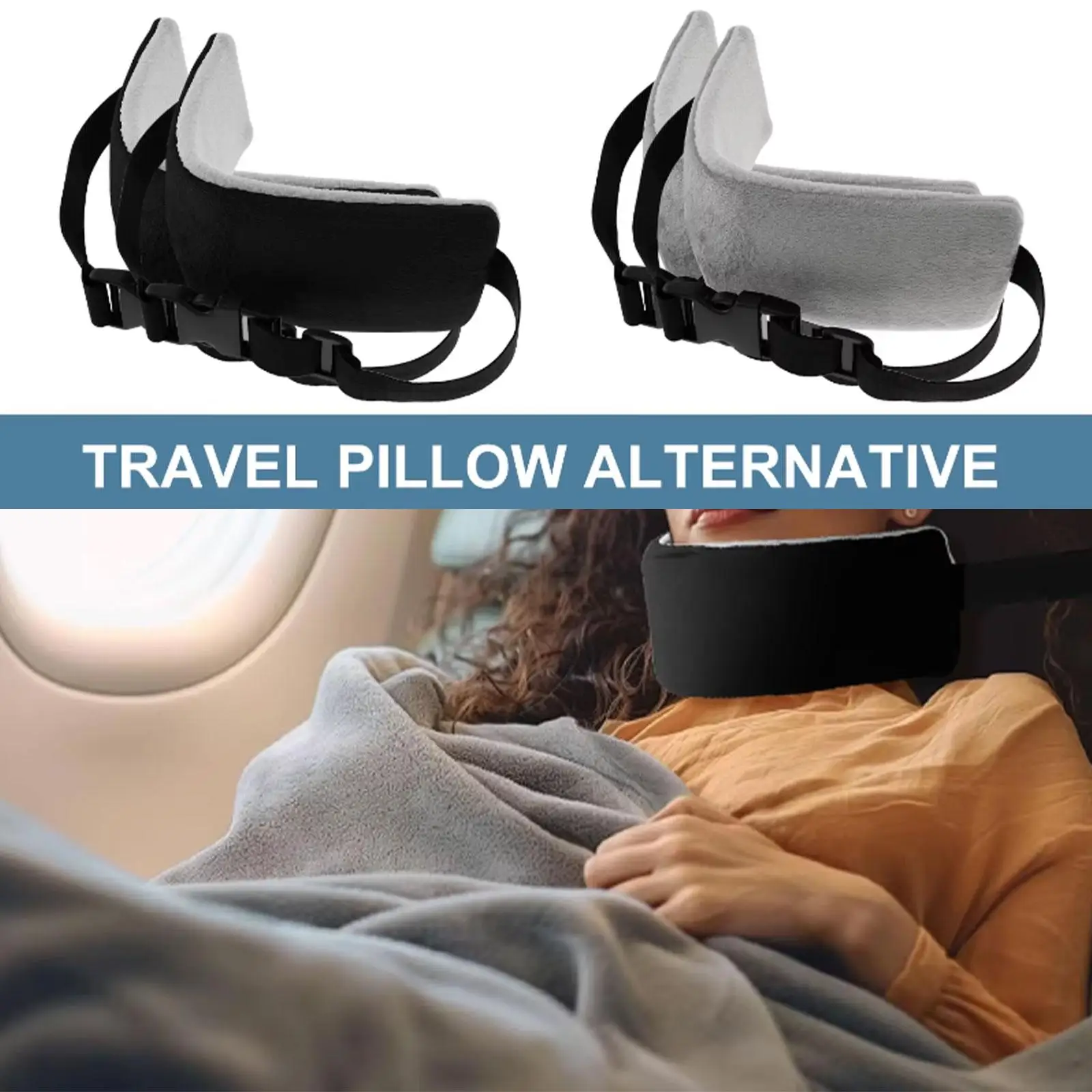 2Pcs/Set Travel Pillow Neck Support Alternative Adjustable Head Support Strap Portable Soft Head Pillow for Airplanes Car Seat