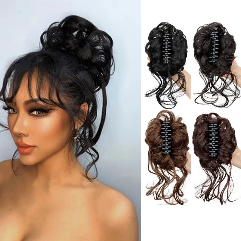 

Синтетический шиньон, беспорядочный пучок, зажим для волос, вьющиеся волосы, пучок, наращивание хвоста, резинка для волос для женщин