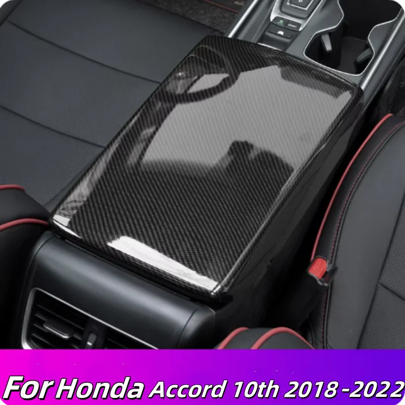 

Carbon fiber patterned interior decoration, central control armrest cover, hand cushion cover For Honda Accord 10th 2018 -2022