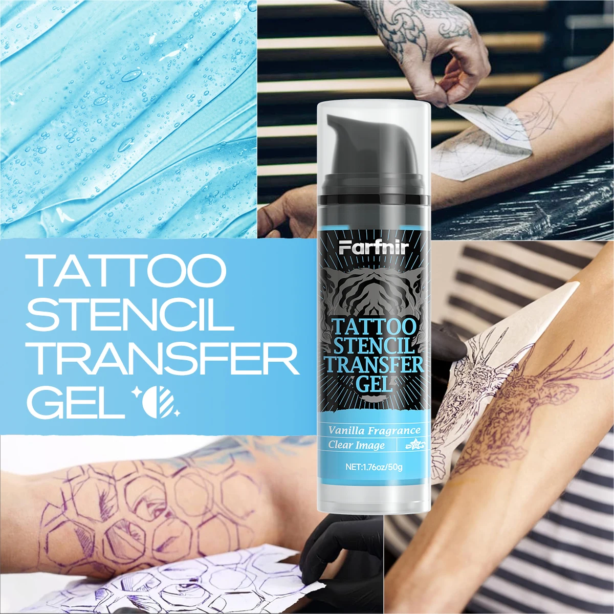 TATTOO STENCIL TRANSFER GEL VANILLA Long-Lasting and Clear, Lightweight and Non-Sticky Texture, Long-Lasting Color