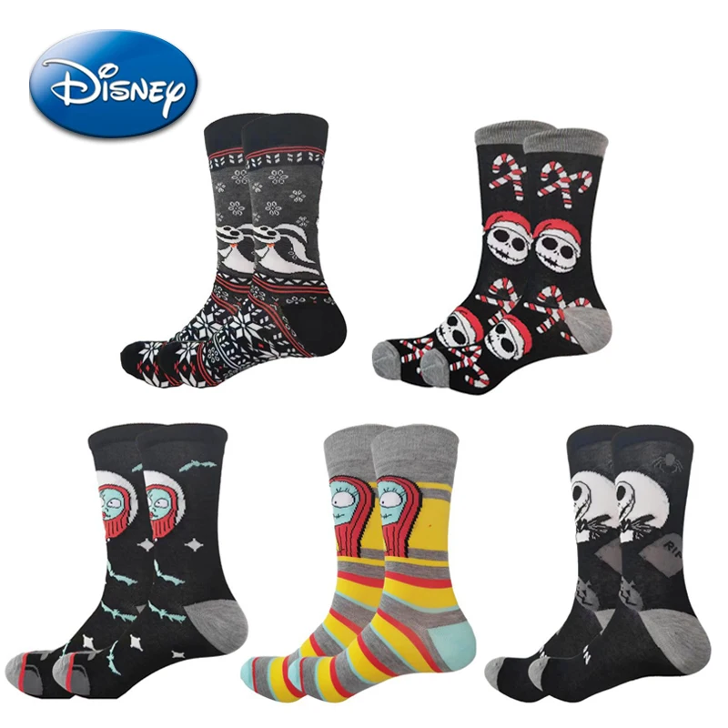 

Disney The Nightmare Before Christmas Cotton Socks Jack Sally Cartoon Figure Stocking Men Women Adult Winter Warmth Neutral Ins