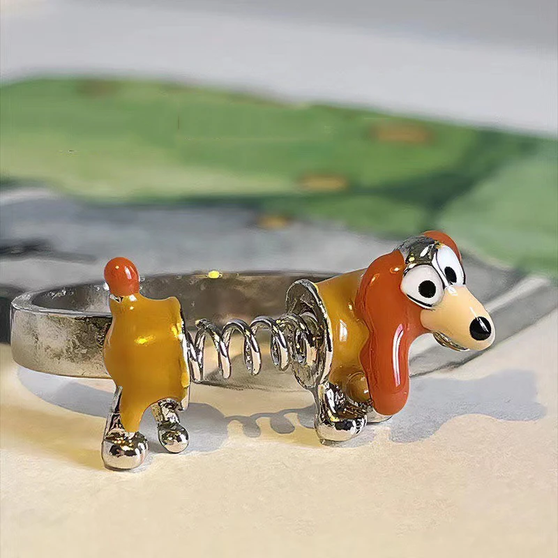 Punk Funny Spring Dog Ring Childlike Cartoon Puppy Cute Kpop Girl Index Finger Adjustable Opening Rings for Close Friend Kids