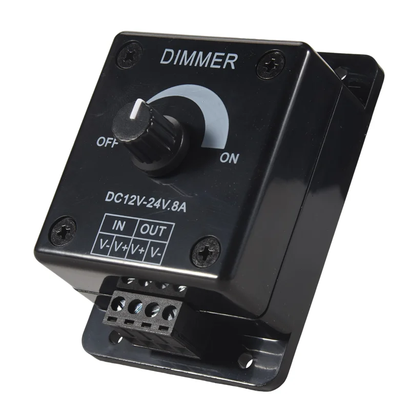 Черный светодиодный диммер, 12 В постоянного тока, 24 В, 8 А, регулируемая яркость, лампа, драйвер полосы, одноцветный светильник, контроллер питания