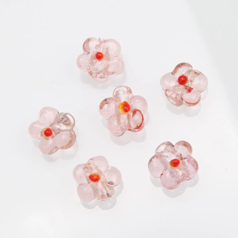 10PCS 15mm Flower Shape Necklace Pendant Glass Beads Charms for Jewelry Making Supplies Bracelet  DIY Handmade  Accessories