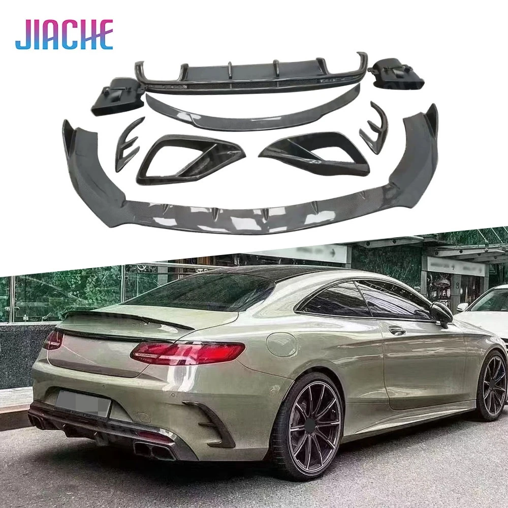 

Carbon Fiber Front Lip Air Vent Trims Rear Diffuser Rear Spoiler For Benz S Class W217 C217 S63 S65 AMG Coupe 2014-2019 FRP