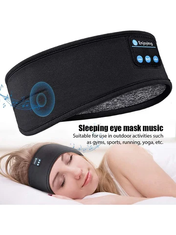 Écouteurs sans fil Bluetooth Fone, casque élastique, masque pour les yeux de musique, bande de sauna de sommeil de sport