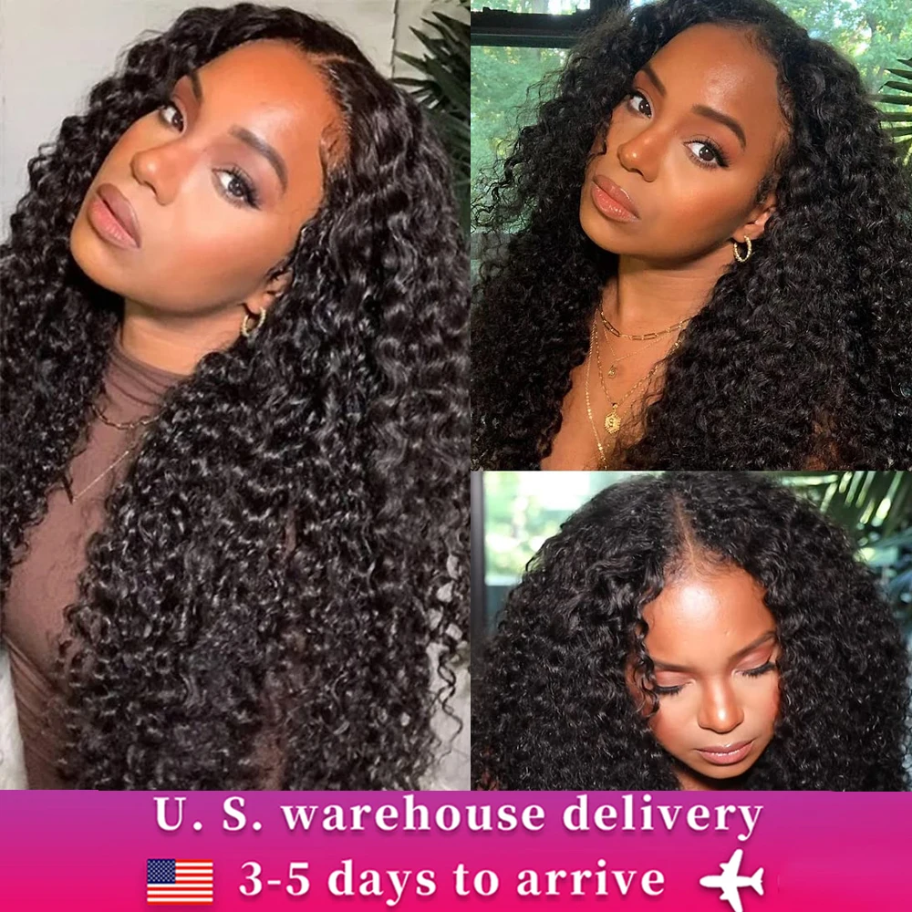 Deep Wave Curly Wig Human Hair 180% Density Transparent 13x4 HD Lace Frontal Human Hair WigsGlueless Wig Human Hair for Women