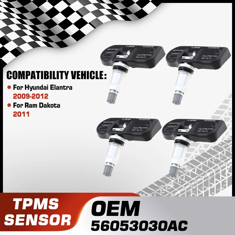 

1/4Pcs For Hyundai Elantra 2009-2012 Ram Dakota 2011 Car TPMS Tire Pressure Monitor Sensor System 56053030AC 529332L500 TPM130