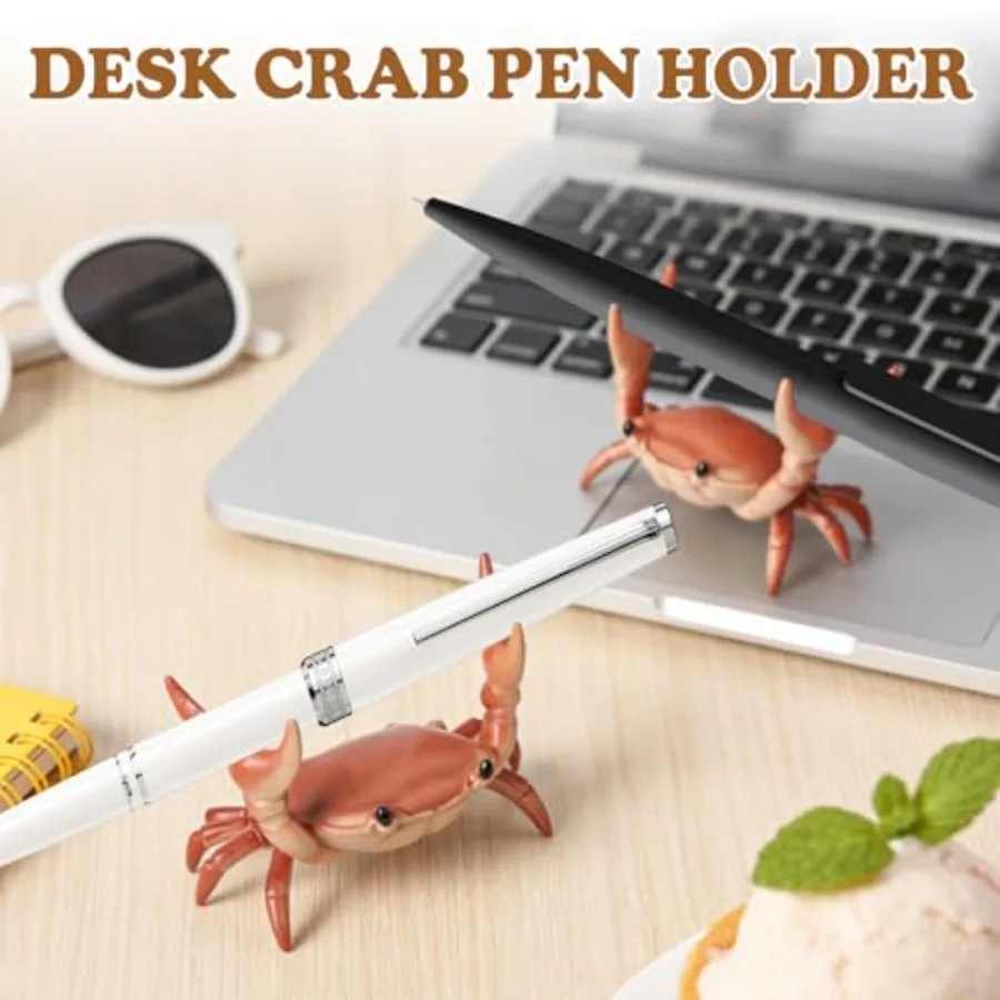 4PCS Weightlifting Crab Pen Holder for Desk, Creative Desk Crab Pen Holder, Cute Desk Organizer and Pencil Stand, Funny Home Of - view 4