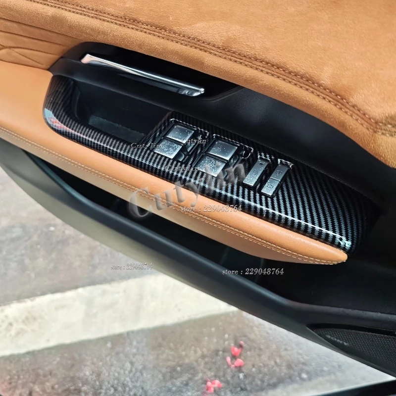 LHD for Mazda 6e EZ-6 EZ6 2024 2025 Window Lifter Switch Buttons Cover Trim Sticker Carbon Fiber ABS Car Interior Accessories