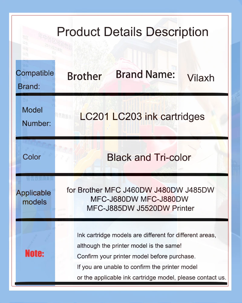 LC201XL LC203 C201 LC203 XL Ink Cartridge for Brother MFC J460DW J480DW J485DW MFC-J680DW MFC-J880DW MFC-J885DW J5520DW Printer