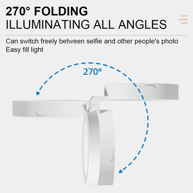 2500K to 8500K Magnetic Selfie Mirror Light with 3 Mode Setable 270° Folding Angle 5cm Stretchable Design for Fill Light